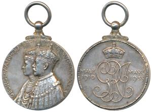 George V and Queen Mary Silver Jubilee Medal, Silver, obv. conjoined bust of George V and 