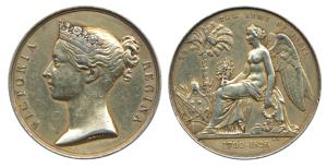 Army of India Medal, Queen Victoria, Gold Gilt —disc, Specimen, seated figure of Victory b