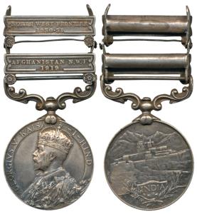 India General Service Medal, George V, Silver, two bars, Afghanistan N.W.F. 1919 and North