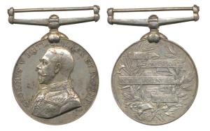 For Long Service in Volunteer Force Medal, George V, Silver, awarded to Volunteer H. Perei
