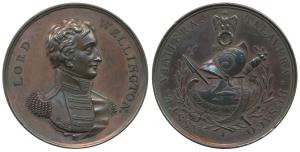 Victories of Lord Wellington 1812, obv. uniformed bust of the Lord three quarters to right