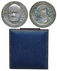 Sir Winston Churchil Medal, Silver 72.0g, obv. Churchil in center, with his famous quote i