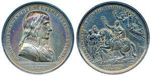 France, Bronze Medal, On the Treaty of Campo Formio, 1797, obv. uniformed bust of Napoleon