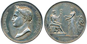 France, Napoleon I, Bronze Medal, 183.54g, 1804-1814, rev. ruler in Roman military dress, 
