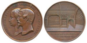 France, Universal Exposition Paris 1855, Bronze Medal, 47g, obv. conjoined bust of Napoleo