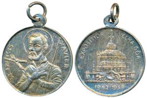 St. Francis Xavier, Silver Medal, obv. figure of the Saint holding a cross to his chest, r