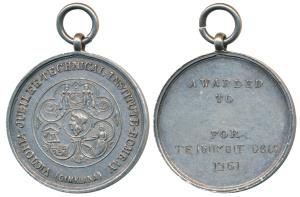 Victoria Jubilee Technical Institute, Bombay (Gymkhana), Silver Medal, 14.94g, obv. coat o