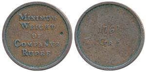 Farrukhabad, Copper Token, Weight of a Rupee, 11.25g, obv. Minimum Weight of Company’s Rup