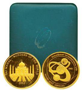 Wonders of the World Series, Taj Mahal, Gold Medallion, 10g, private issue by Gold Quest, 