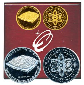 Wonders of the World Series, Borobudur Central Java, Inodnesia, Gold Medallion, 10g and Si