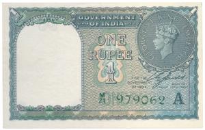 George VI, Rupee 1, 1947, signed C. E. Jones, serial number in green (J&R 1.1C). Uncircula