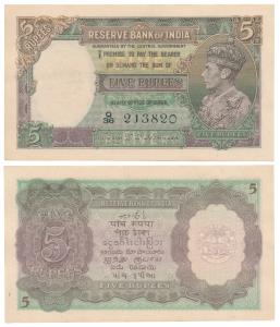 George VI, Rupees 5, 1st issue, 1944, signed C. D. Deshmukh, Prefix Q, in order of consecu