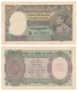 George VI, Rupees 5, 1st issue, 1944, signed C. D. Deshmukh, Prefix Q, in order of consecu