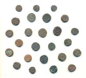 Copper Falus& ½ Falus, MurtadaNizam Shah I (1), AH 929 error; BurhanNizam Shah II (9); Mur