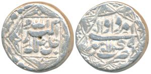 Akbar, Silver Rupee, 11.36gm, Lahore Mint, Month Amardad 49, legend within 4 pointed star 