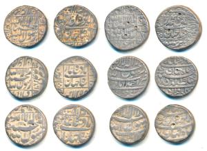 Shah Jahan, Silver Rupee (6), Ahmedabad Mint, AH 1038/Ahd; Akbarnagar; Burhanpur, AH 1042;