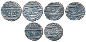 Muhammad Shah, Silver Rupee (3), Arkat Mint, RY 19, 20 & 23 (KM 436.7). Very Fine. (3)