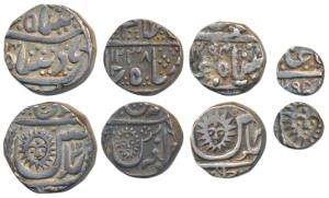 MalharRao (AH 1141-1179, 1728-1765 AD), Silver Rupee & ½ Rupee, AH 1238; TukojiRao II, Sil