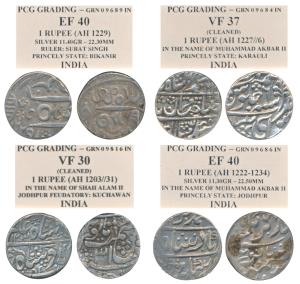 Assorted lot, Silver Rupee (4), Jodhpur in the name of Shah Alam II, AH 1203/31; Kuchawan;