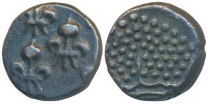 Silver Fanon, Pondicherry Mint, ND, 1.39g, obv. Pearled crown, rev. 5 Fleur-delis (KM 45).