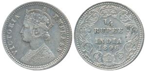 Victoria Empress, Silver ¼ Rupee, 1896, Calcutta Mint, C / II / C incuse, (Prid 400). Very