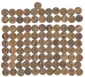 George V, Copper ¼ Anna (100), 1919 (2), 1920 (3), 1924 (1), 1927 (7), 1928 (7), 1929 (2),