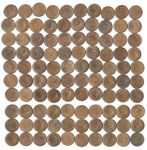 George VI, Copper ¼ Anna (100), 1938 (17), 1939 (55), 1940 (20), 1941, 1942 (7). Extremely