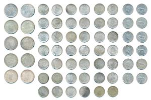 George VI, Silver ½ Rupee, 1939; Half Silver ½ Rupee (4), 1940, 1941 (2), 1943; Half Silve