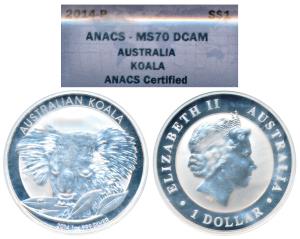Australia, Queen Elizabeth II, Silver 1 Dollar, 31.1g, 1oz, 2014, rev. Australian Koala. U