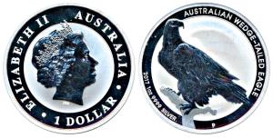 Australia, Queen Elizabeth II, Silver 1 Dollar, 31.1g, 1oz, 2017, rev. Australian Wedge Ta