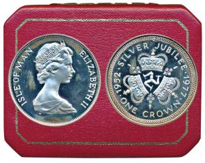 Isle of Man, Elizabeth II, Silver Crown, 28.43g, 1977, (KM 41). In original box of issue.