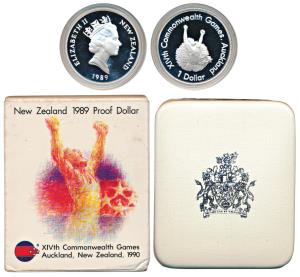 New Zealand, Elizabeth II, Silver 1 Dollar, XIVth Commonwealth Games Auckland, 27.22g, 198