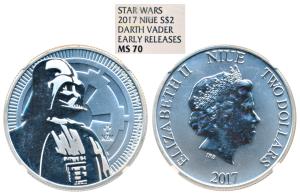 Niue, Silver 2 Dollars, 1oz, 31.1g, 2017, Darth Vader. NGC MS70.