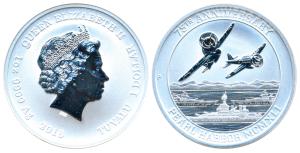 Tuvalu, Queen Elizabeth II, Silver 1 Dollar, 31.1g, 1oz, 2016, rev. 75th Anniversary Pearl