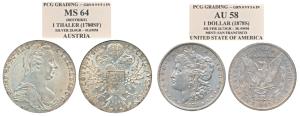 United States of America, Silver Morgan Dollar, 1878; Austria, Maria Theresa, Silver Thale