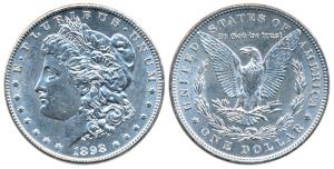 United States of America, Silver Morgan Dollar, 26.69g, 1898 (KM 110). About Uncirculated.
