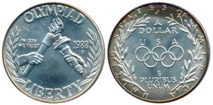United States of America, Silver Dollar, 26.77g, 1988 Olympics Seoul, (KM 222). Uncirculat