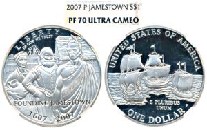 United States of America, Silver Dollar, 26.73g, 2007, 400th Anniversary of Jamestown, (KM