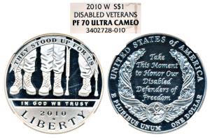United States of America, Silver Dollar, 26.73g, 2010, America Veterans disabled for Life,