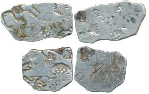 Punch Marked Coins, Magadha- Maurya Empire, Silver Karshapana, 3.3 & 3.4g, obv. punches of
