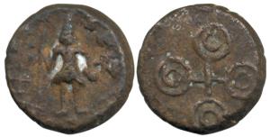 Ujjaini (c. 2nd century BC), Copper Unit, 6.71g, obv. Lord Shiva holding spear & Karmandal