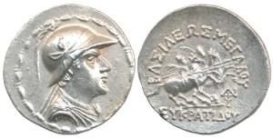 Indo-Greek, Baktria, Eukratides I, Silver Tetradrachm, 16.74g, obv. helmeted, diademed and