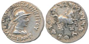 Indo-Greeks, Philoxenos Aniketos, Silver Tetradrachm, 9.8g, obv. diademed, draped and cuir