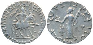 Indo Scythian, Azilises (c. 85-45/35 BC), Silver Tetradrachm, 9.2g, obv. king mounted on a