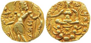 Guptas, Chandragupta II (c. 380-413 AD), Gold Dinar, 8.14g, ’Archer’ type, obv. king nimba