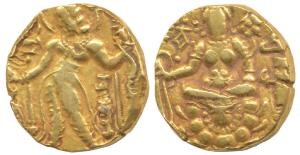 Guptas, Chandragupta II, Heavy Gold Dinar, 8.04g, ’Archer’ type, obv. king nimbate, standi