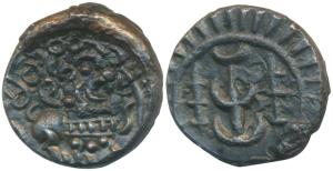 Eastern Chalukyas of Vengi, Vishnuvardhana I, Copper Base Alloy Unit, 2.15g, Vishnukundin 