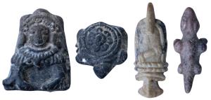 Ancient Beads, all different shapes and material, such as bull, two tortoises, dagger, cro