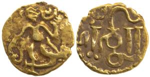 Ceylon, Shri Lankan Kings, Gold ¼ Pagoda, 0.86g, obv. king standing facing right, holding 