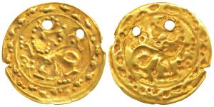 Kadambas of Hangal (1075-1190 AD), weight standard that of a Gold ¼ Pagoda / Double Fanam,